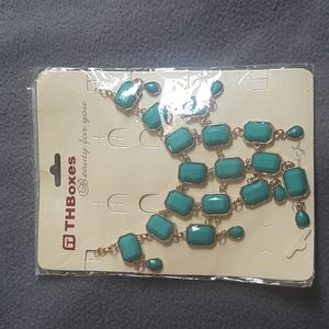 Turquoise Gold Tone Necklace New